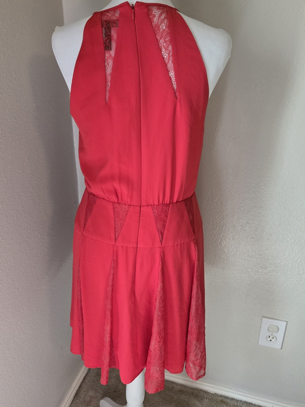 BCBGMaxAzria Bright Red Lace Chemise Dress - Picture 3 of 4